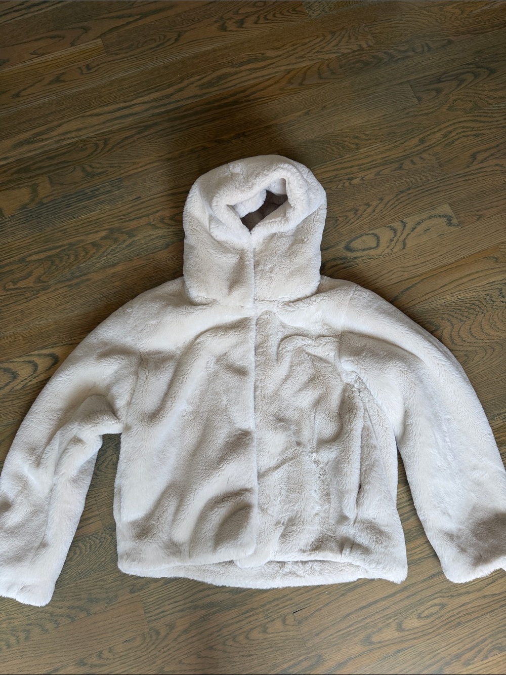 Zara Kids Plush Hooded Puffer Jacket - Cream